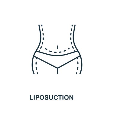 Plastik cerrahi koleksiyonundan liposuction ikonu. Şablonlar, web tasarımı ve bilgi grafikleri için basit satır ögesi liposuction sembolü