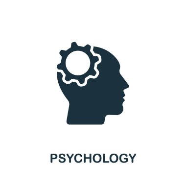 Psikoloji ikonu. Şablonlar, web tasarımı ve bilgi grafikleri için tek renkli basit psikoloji simgesi