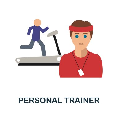 Kişisel Antrenör düz ikonu. Serbest koleksiyondaki basit renk ögesi. Web tasarımı, şablonlar, bilgi grafikleri ve daha fazlası için yaratıcı Kişisel Eğitim simgesi