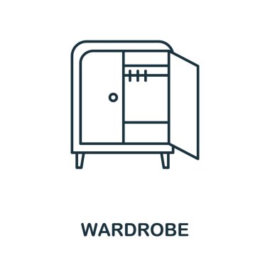 Kostüm ikonu. Mobilya koleksiyonundan basit bir çizim. Web tasarımı, şablonlar, bilgi grafikleri için yaratıcı Kostüm simgesi