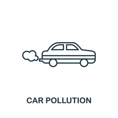 Araba Kirliliği ikonu. Küresel ısınma koleksiyonundan basit bir element. Web tasarımı, şablonlar, bilgi grafikleri ve daha fazlası için yaratıcı Araba Kirliliği simgesi