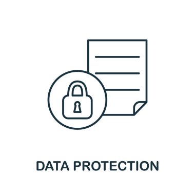 Veri koruma ikonu. İnternet güvenlik koleksiyonundan basit bir unsur. Web tasarımı, şablonlar, bilgi grafikleri ve daha fazlası için yaratıcı veri koruma simgesi