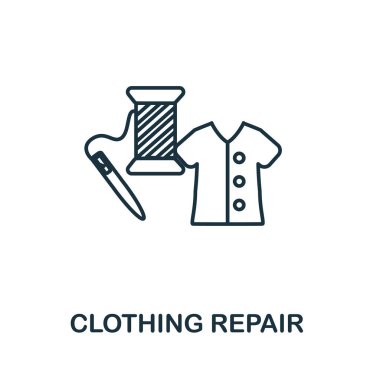Giysi Tamir ikonu. Çamaşır koleksiyonundan basit bir çizim. Web tasarımı, şablonlar, bilgi grafikleri ve daha fazlası için yaratıcı giysi onarım simgesi