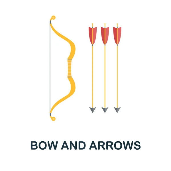 Íj és nyíl lapos ikon. Színes egyszerű elem a fegyvergyűjteményből. Creative Bow And Arrows ikon web design, sablonok, infografikák és így tovább — Stock Vector