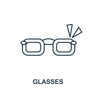 Gözlük simgesi. Göz bilimi koleksiyonundan basit bir illüstrasyon. Web tasarımı, şablonlar, bilgi grafikleri ve daha fazlası için yaratıcı gözlük simgesi