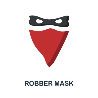 Hırsız Maskesi düz simgesi. Vahşi batı koleksiyonundan basit bir renk elemanı. Web tasarımı, şablonlar, bilgi grafikleri ve daha fazlası için yaratıcı Soygun Maskesi simgesi