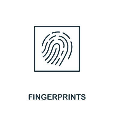 Parmak izi ikonu. Polis koleksiyonundan basit bir illüstrasyon. Web tasarımı, şablonlar ve bilgi grafikleri için tek renkli parmak izi simgesi.