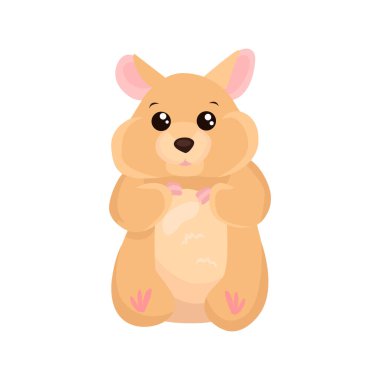 Hamster yassı ikonu. Hayvanların koleksiyonundan renkli vektör elemanı. Web tasarımı, şablonlar ve bilgi grafikleri için yaratıcı Hamster simgesi.