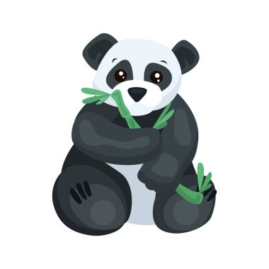 Panda yassı ikonu. Hayvanların koleksiyonundan renkli vektör elemanı. Web tasarımı, şablonlar ve bilgi grafikleri için yaratıcı panda simgesi.