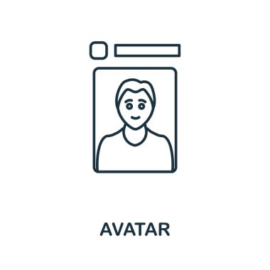 Avatar ikonu. Sosyal medya koleksiyonundan basit bir öge. Web tasarımı, şablonlar, bilgi grafikleri ve daha fazlası için yaratıcı Avatar simgesi