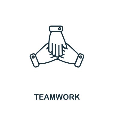 Takım çalışması ikonu. Başlangıç koleksiyonundan basit illüstrasyon. Web tasarımı, şablonlar, bilgi grafikleri ve daha fazlası için yaratıcı takım çalışması simgesi