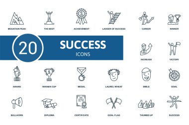 Success icon set. Contains editable icons success theme such as the best, lader og success, winner and more clipart