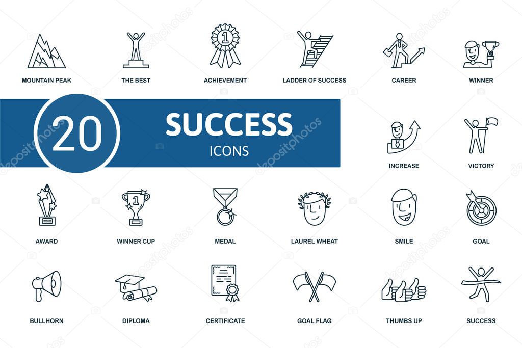 Success icon set. Contains editable icons success theme such as the best, lader og success, winner and more