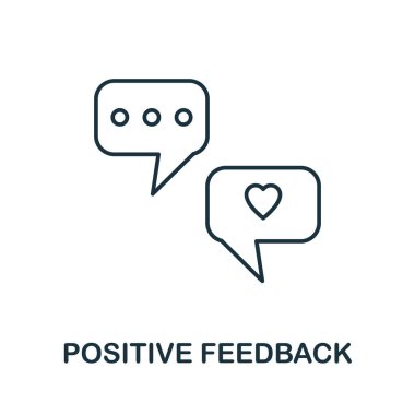Pozitif geri bildirim simgesi. Takım oluşturma koleksiyonundan basit bir çizim. Web tasarımı, şablonlar ve bilgi grafikleri için tek renkli pozitif geribildirim simgesi.