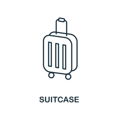 Çanta ikonu. Tatil koleksiyonundan basit bir çizim. Web tasarımı, şablonlar, bilgi grafikleri ve daha fazlası için yaratıcı Suitcase simgesi.