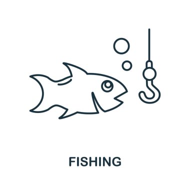 Balık ikonu. Tatil koleksiyonundan basit bir çizim. Web tasarımı, şablonlar, bilgi grafikleri ve daha fazlası için yaratıcı balıkçılık simgesi