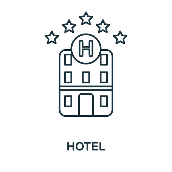 Ícone Hotel Ilustração Simples Coleção Férias Ícone Hotel Criativo Para — Vetor de Stock