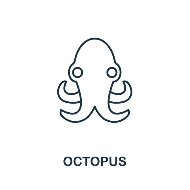 Ahtapot ikonu. Deniz ürünleri koleksiyonundan basit bir çizim. Web tasarımı, şablonlar, bilgi grafikleri ve daha fazlası için yaratıcı Ahtapot simgesi.
