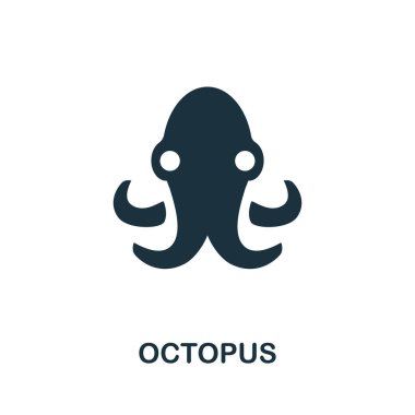 Ahtapot ikonu. Deniz ürünleri koleksiyonundan basit bir çizim. Web tasarımı, şablonlar, bilgi grafikleri ve daha fazlası için yaratıcı Ahtapot simgesi.