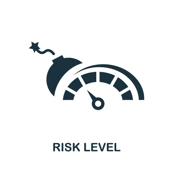 Risk seviyesi simgesi. Risk yönetimi koleksiyonundan basit bir çizim. Web tasarımı, şablonlar ve bilgi grafikleri için tek renkli Risk Seviyesi simgesi.