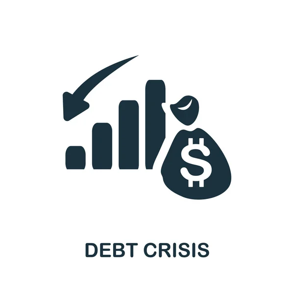 Debt Crisis Icon Simple Illustration Risk Management Collection Monochrome Debt — Stock Vector