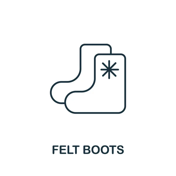 Felt Boots Ikon Orosz Gyűjteményből Egyszerű Vonal Filc Csizma Ikon — Stock Vector