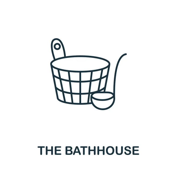 Icono Bathhouse Colección Russia Línea Simple Icono Bathhouse Para Plantillas — Vector de stock