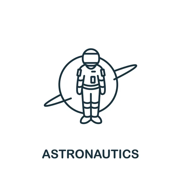 科学コレクションの宇宙科学アイコン テンプレート ウェブデザイン インフォグラフィックのためのシンプルなライン要素宇宙飛行士のシンボル — ストックベクタ