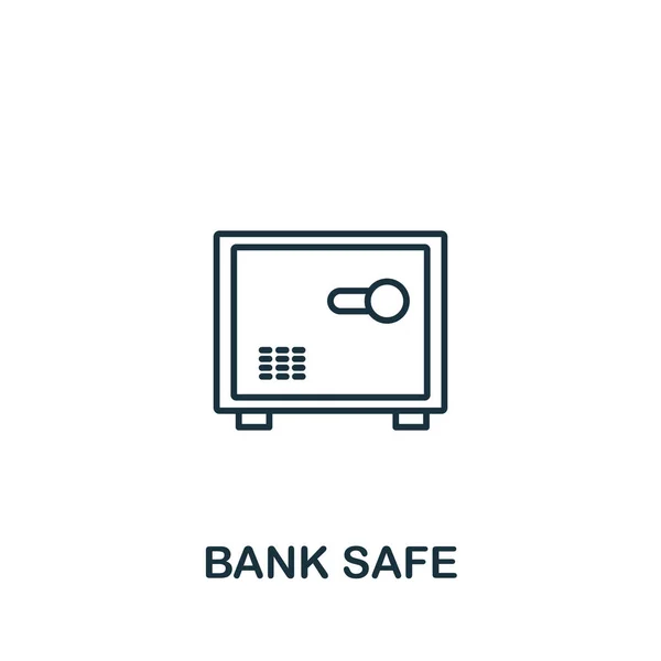 Bank Veilig Pictogram Van Beveiliging Collectie Eenvoudig Line Element Bank — Stockvector