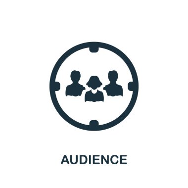 İzleyici simgesi. Sosyal medya koleksiyonundan basit bir çizim. Web tasarımı, şablonlar ve bilgi grafikleri için tek renkli izleyici simgesi.