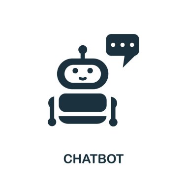 Chatbot simgesi. Sosyal medya koleksiyonundan basit bir çizim. Web tasarımı, şablonlar ve bilgi grafikleri için tek renkli Chatbot simgesi.
