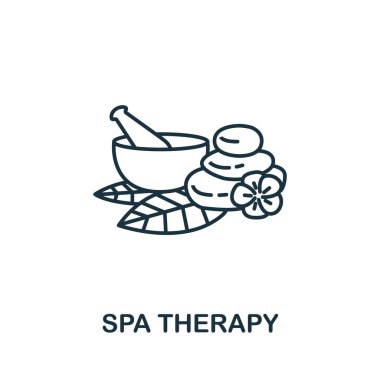 Spa terapisi ikonu. Şablonlar, web tasarımı ve bilgi grafikleri için basit çizgi ögesi spa terapi sembolü.
