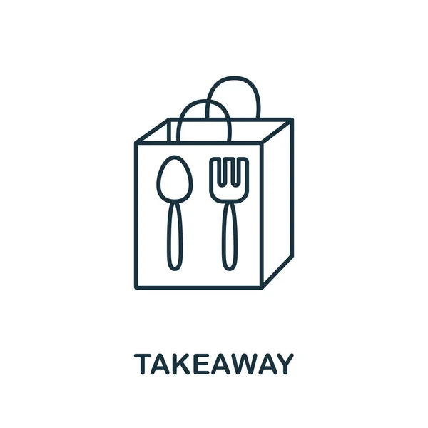 Takeaway Food Icon Line Style Symbol Shopping Icon Collection Takeaway — Stock Vector