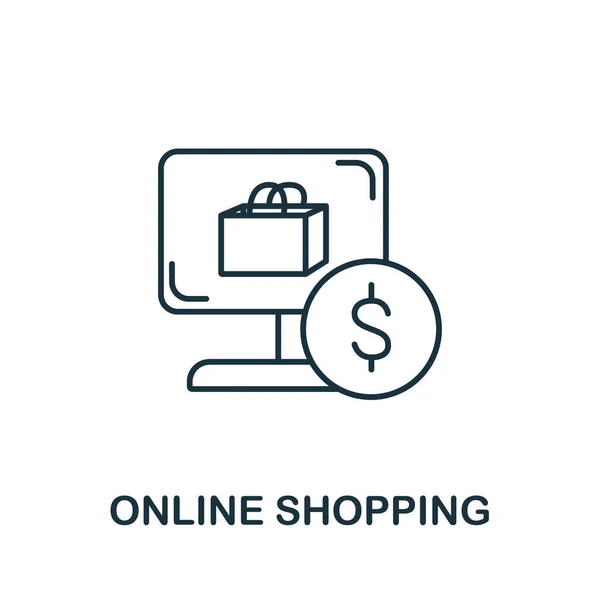 Значок Онлайн Покупок Символ Стиля Линии Коллекции Иконок Покупок Онлайн — стоковый вектор
