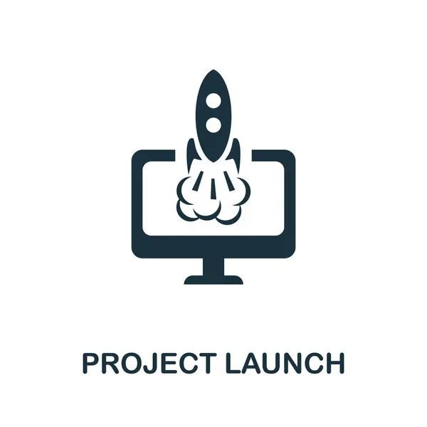 Projektindító Ikon Egyszerű Illusztráció Startup Gyűjteményből Creative Project Launch Ikon — Stock Vector