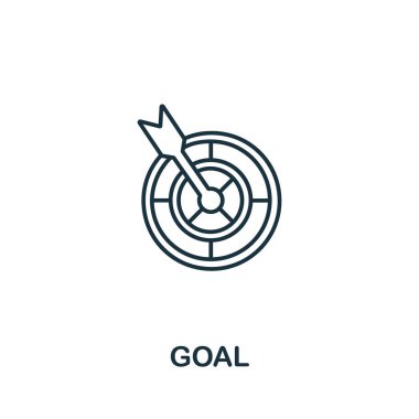 Başarı koleksiyonundan hedef simgesi. Şablonlar, web tasarımı ve bilgi grafikleri için basit satır ögesi hedef sembolü.