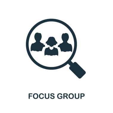 Odaklanma Grubu simgesi. Takım oluşturma koleksiyonundan basit bir çizim. Web tasarımı, şablonlar ve bilgi grafikleri için tek renkli odak grubu simgesi.