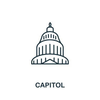 ABD koleksiyonundan Capitol ikonu. Şablonlar, web tasarımı ve bilgi grafikleri için basit çizgi Capitol simgesi.