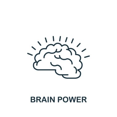 Beyin gücü ikonu. Şablonlar, web tasarımı ve bilgi grafikleri için basit çizgi elemanı beyin gücü sembolü.
