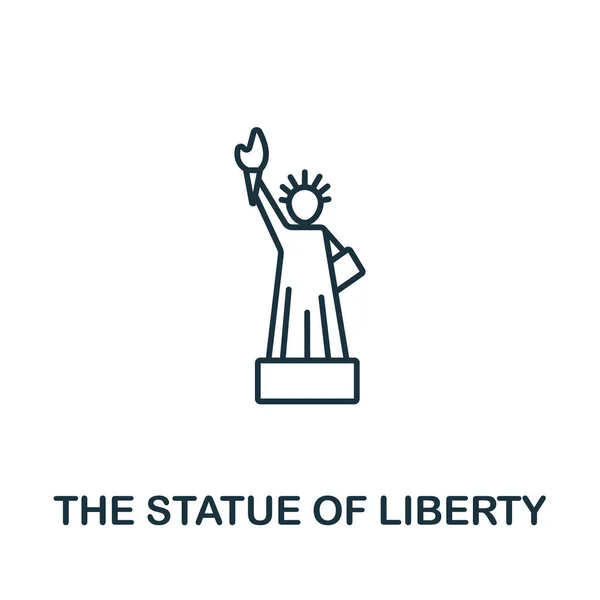 Icône Statue Liberté Collection Usa Ligne Simple Statue Liberté Icône — Image vectorielle