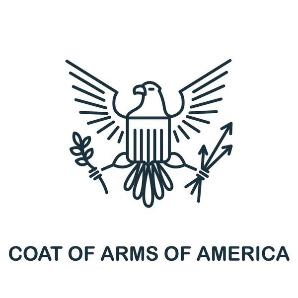 Vapenskölden Amerika Ikonen Från Usa Samling Enkel Linje Coat Arms — Stock vektor