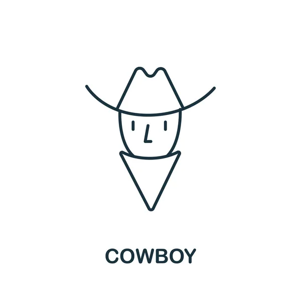 Cowboy Ikone Aus Der Sammlung Einfache Linie Cowboy Symbol Für — Stockvektor