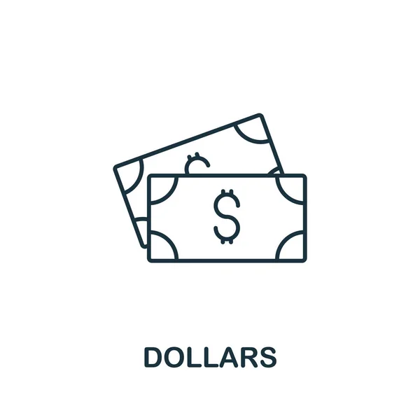 Ícone Dólares Coleção Dos Eua Ícone Dólares Linha Simples Para — Vetor de Stock