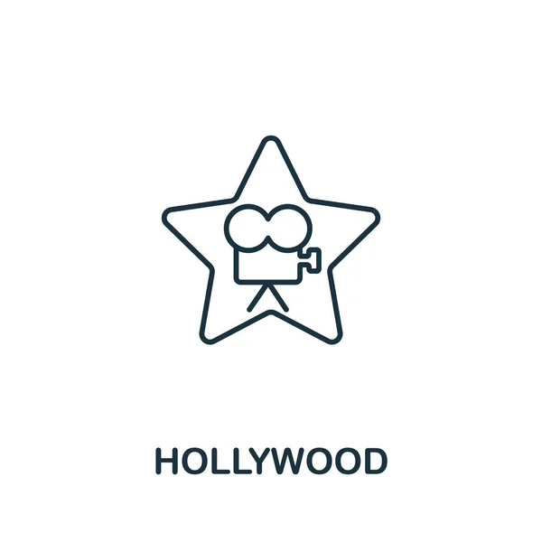 Hollywood Icon Usa Collection Simple Line Hollywood Icon Templates Web — Stock Vector