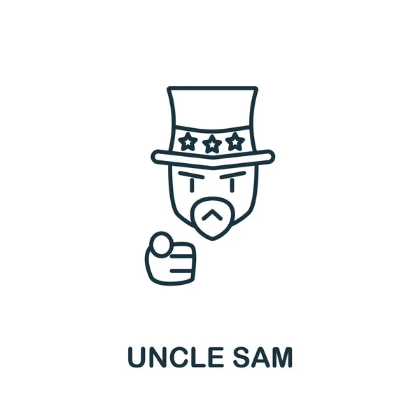 Onkel Sam Ikonen Från Usas Samling Enkel Linje Uncle Sam — Stock vektor