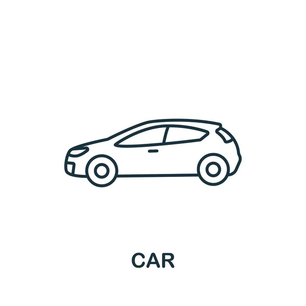 Icono Del Coche Símbolo Coche Elemento Línea Simple Para Plantillas — Archivo Imágenes Vectoriales