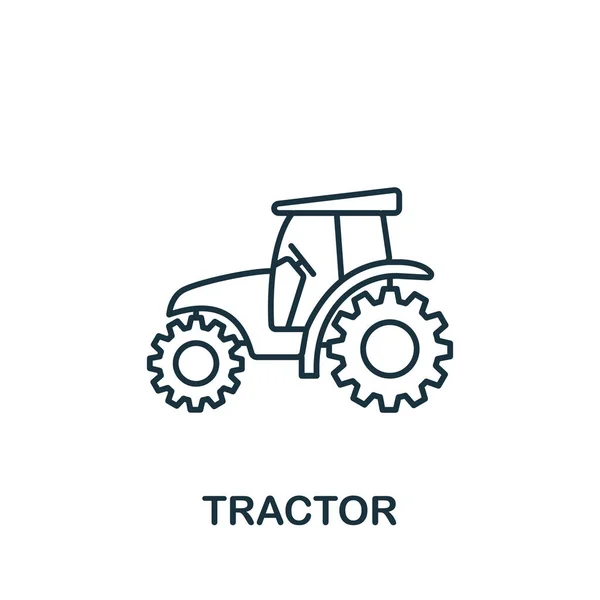 Ícone Tractor Símbolo Trator Elemento Linha Simples Para Modelos Web — Vetor de Stock