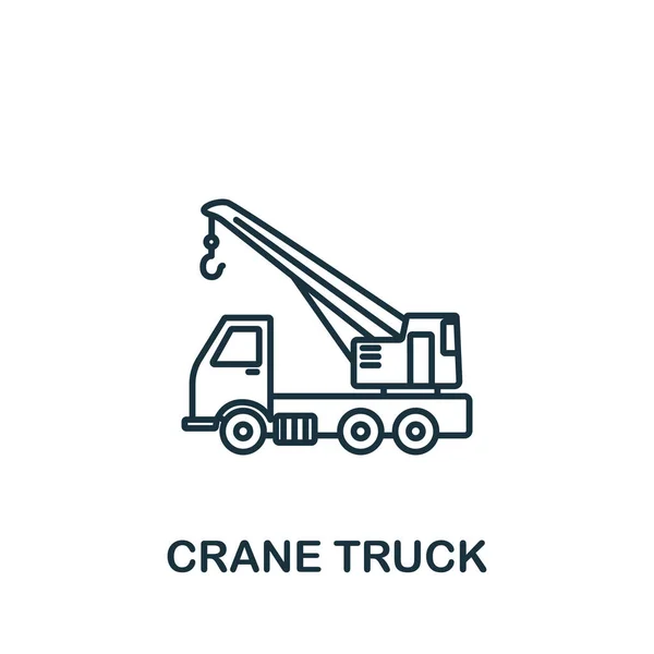Ikona Crane Truck Prosty Symbol Żurawia Element Linii Dla Szablonów — Wektor stockowy