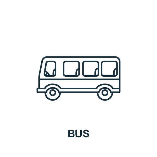Значок автобуса. Символ Simple line element bus для искушения, веб-дизайна и инфографики.
