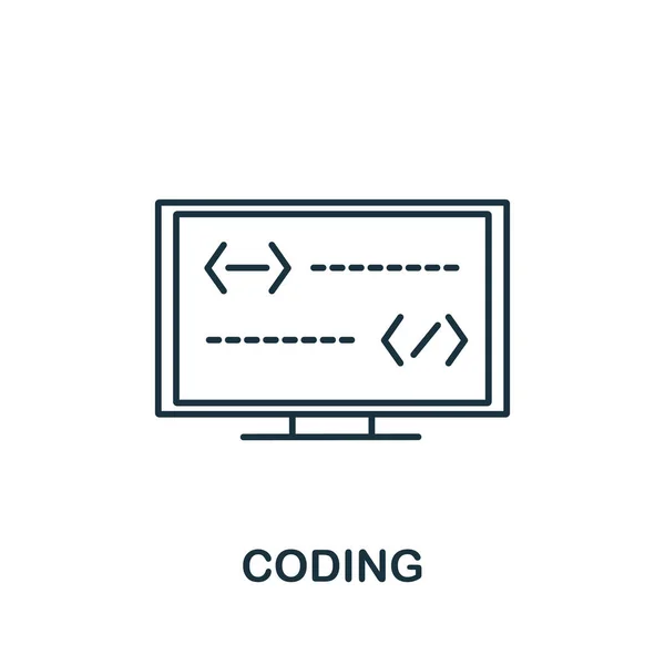 Icono Codificación Símbolo Codificación Elementos Línea Simple Para Plantillas Diseño — Archivo Imágenes Vectoriales